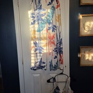 Tropical Leaf Print Curtain Set